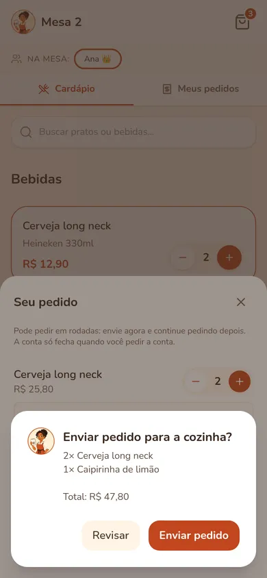 Confirmação de envio do pedido